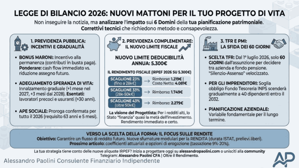 Infografica Novità Legge di Bilancio 2026 e Previdenza